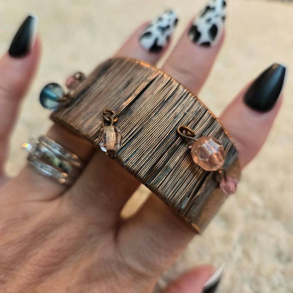 Copper Cuff Bracelet with bead accents